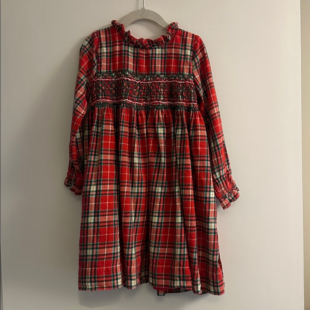 Mini Boden  Check Smocked Dress in Rockabilly Red and Pink Check Size 6-7Y